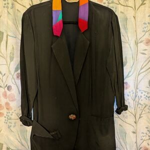 Black Blazer with Colorblock Collar